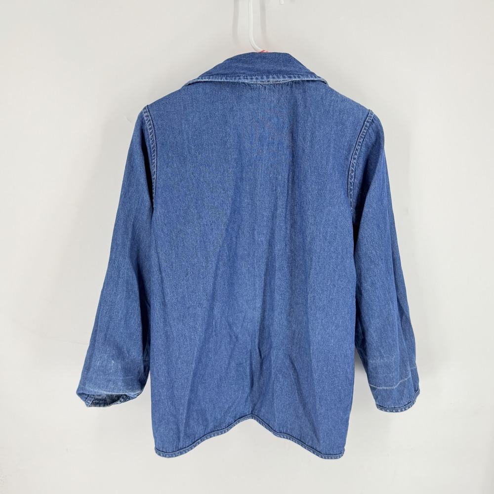 Krazy Kat Reversible Denim Jacket Blue Paisley Size S Boho Chore Coat Cotton - Picture 7 of 10